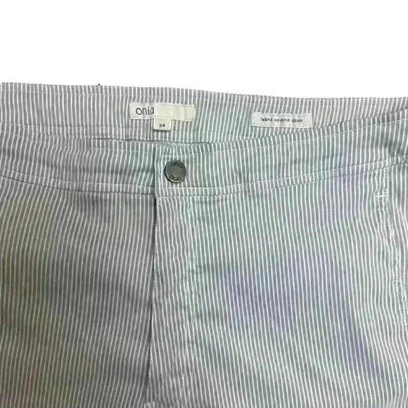 Onia Mens Swim Trunks Board Shorts Size 34 Calder 7.5” Light Grey White Stripe - Picture 5 of 11